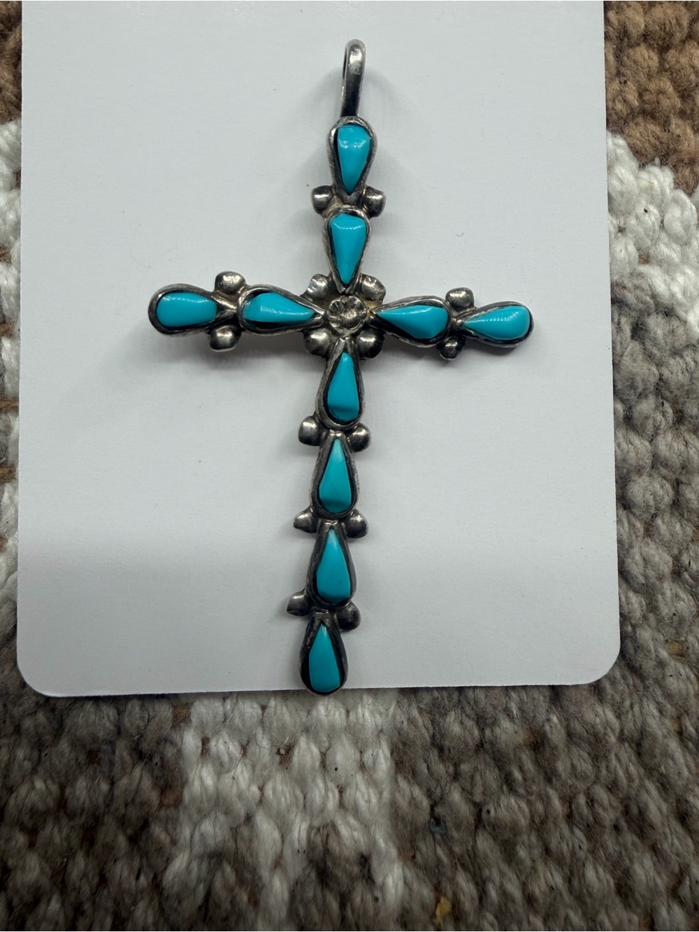 Sterling Silver Turquoise Cross Pendant – Southwestern Statement Pendant